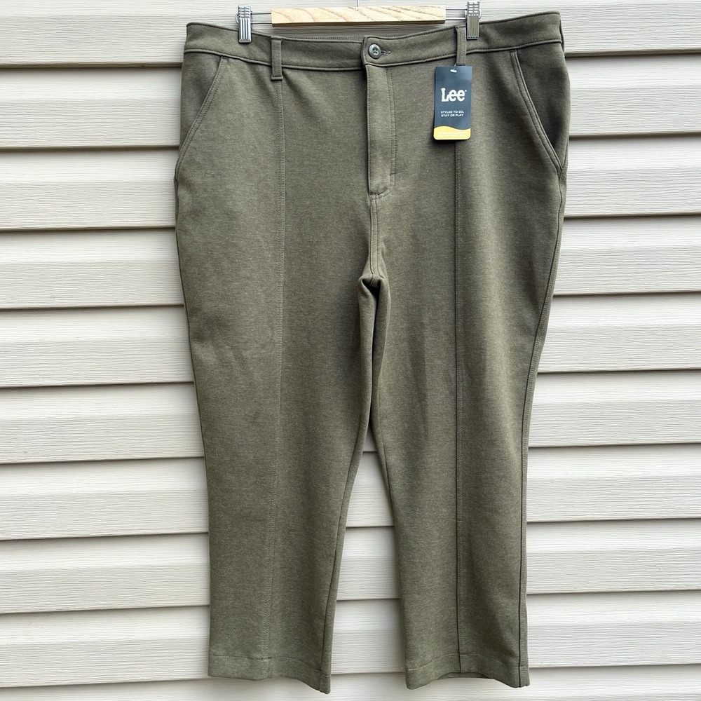 Lee Heritage Knit Pant Straight Fit Crop High Rise Stretch Comfort 22 M NWT